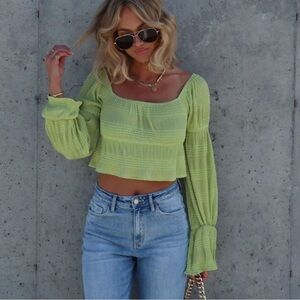 VICI Thalia bell sleeve cropped peplum